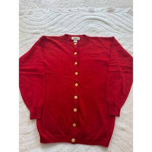 Lord & Taylor Cashmere Cardigan, Red, Large